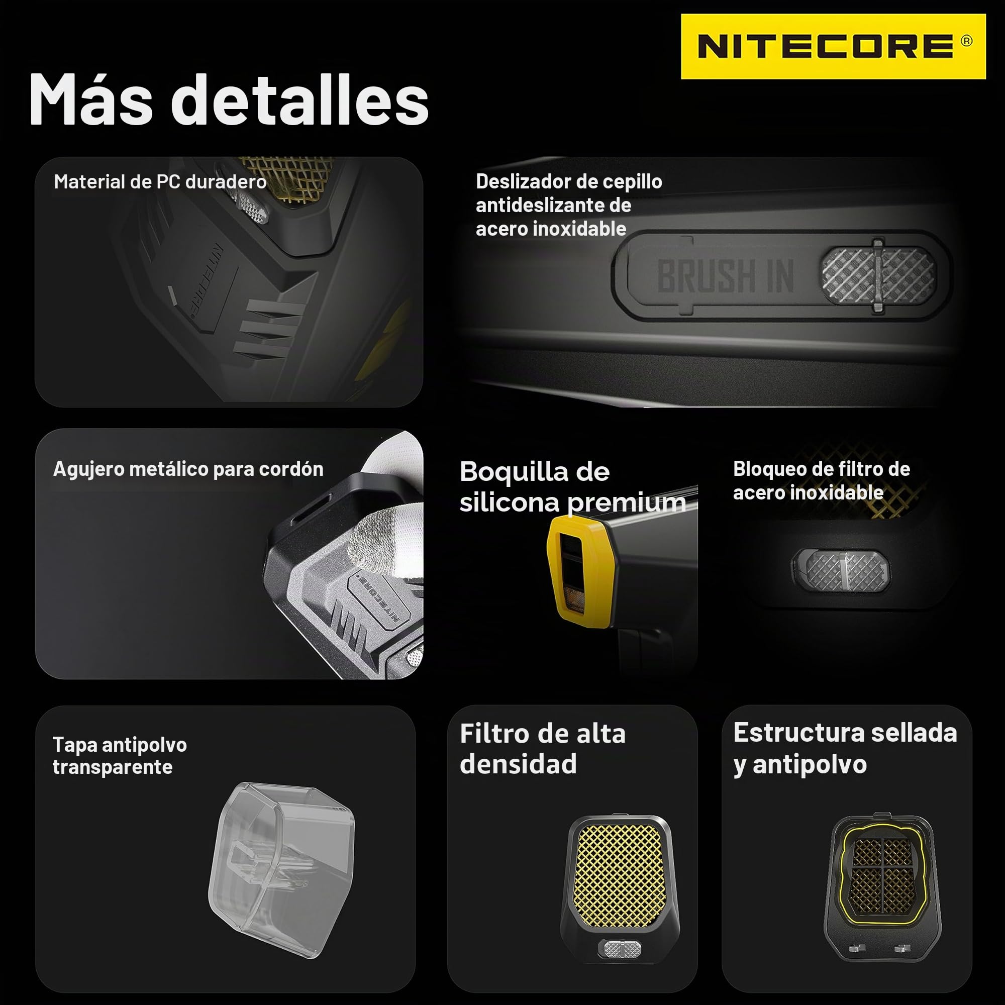 NITECORE BB21 Kit de limpieza de cámara de soplador de aire para fotografía electrónica con kit de limpieza multiusos NIA004, cepillo de limpieza de lentes, guantes antideslizantes de limpieza de