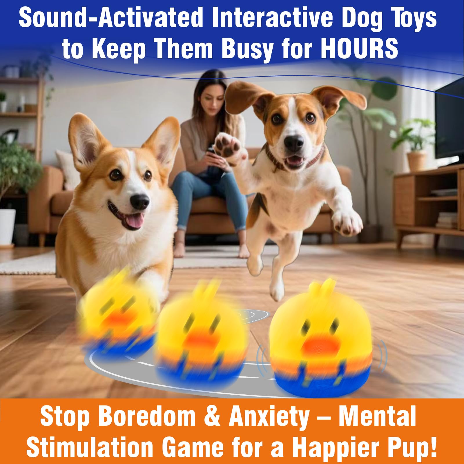 Jouets interactifs pour chien avec balle mobile intégrée, fonctions saut et modes silencieux, jouets pour chiots et jouets pour animaux de compagnie pour les garder occupés, rechargeables
