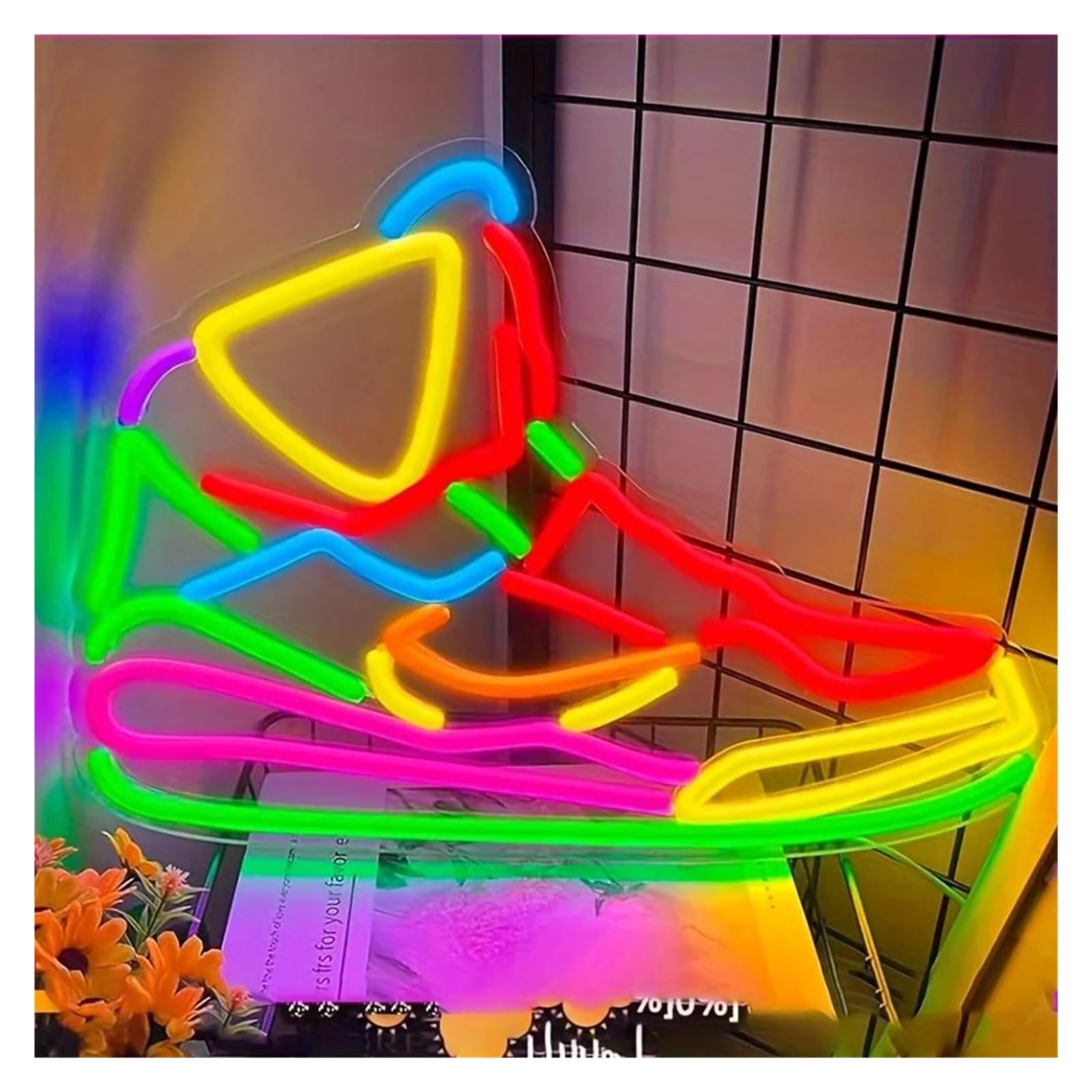 Hängende Kunst-Leuchtreklamen Neonschild „Cyber ​​Running Shoes“, Für Hotels, Wohnzimmer, Spielhallen, Partys, Schlafzimmer 42x30cm