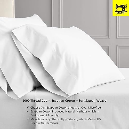 Miniatura 2 de Juego de sábanas divididas tamaño Queen para cama plegable, tejido de satén suave, 1000 hilos 100 toneladas egipcias, juego de 5 piezas con 2