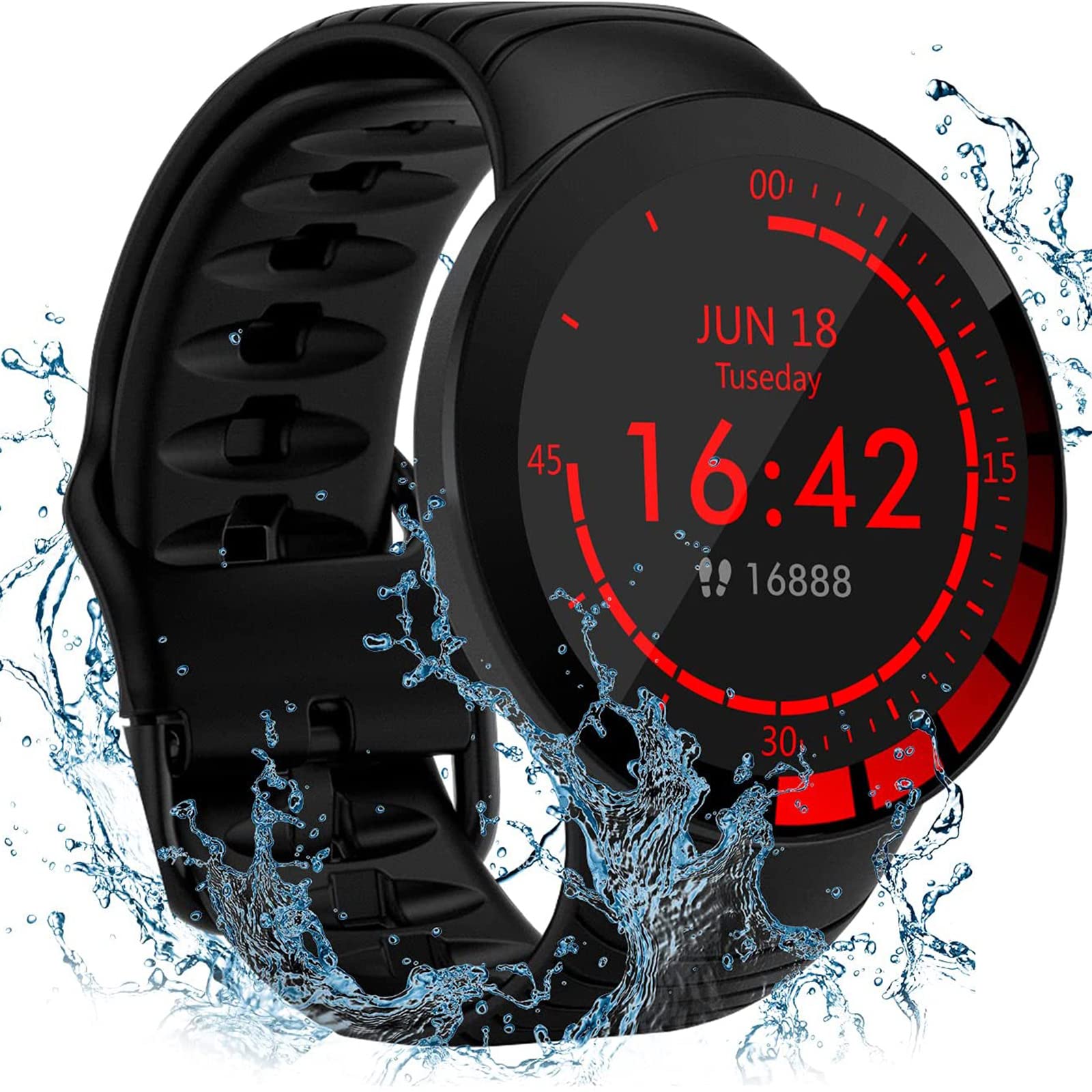 Inteligentny zegarek, smartwatch z ekranem dotykowym 3.3 cm, monitor aktywności z pulsometrem, wodoodporny IP68, monitor fitness, zegarek, krokomierz, stoper, smartwatch dla mężczyzn i kobiet,
