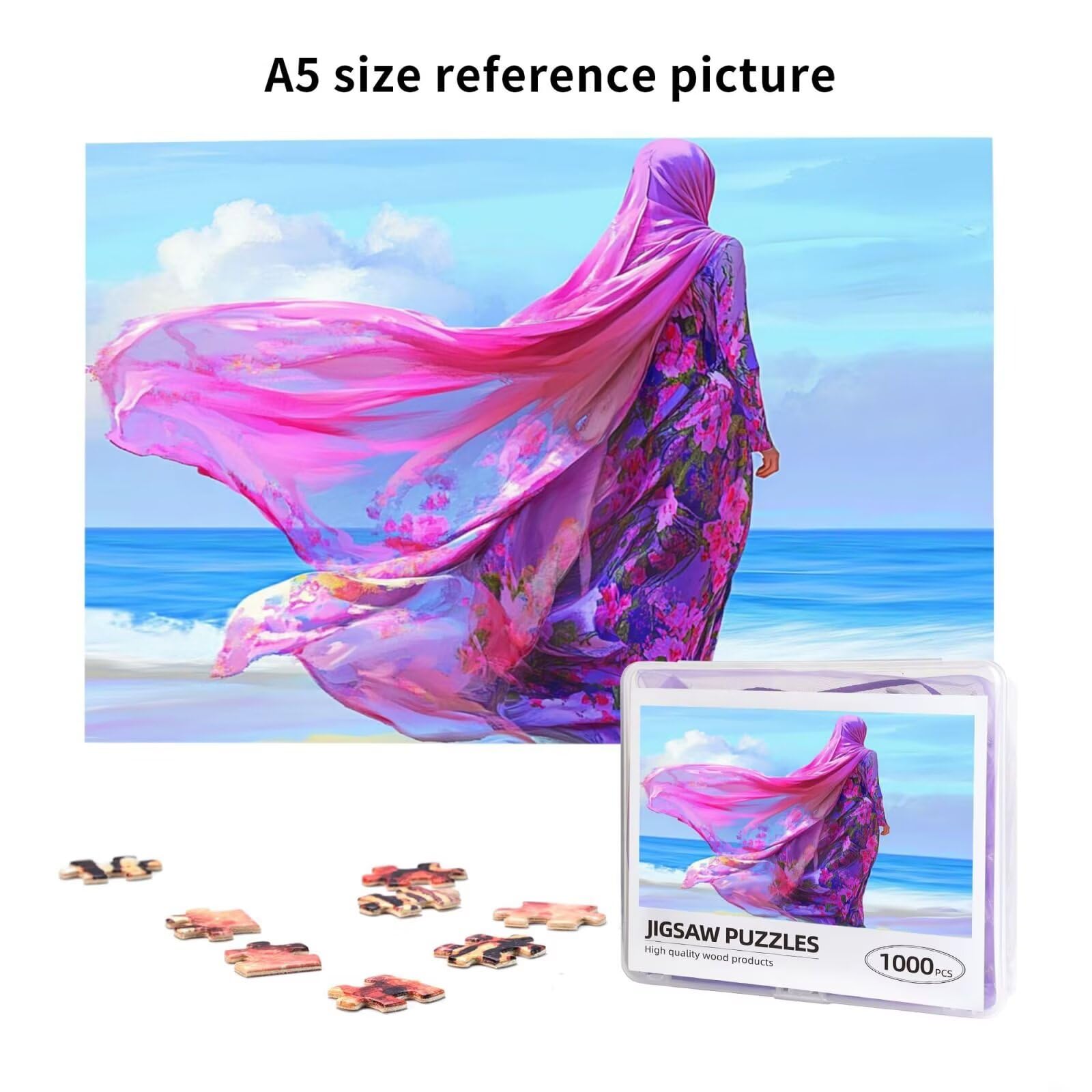 Puzzle 1500 elementów, drewniane puzzle dla dorosłych, morze, Impossible Jigsaw, sprytne zagadki, kolor HD, z pudełkiem na prezent, opakowanie na prezent, prezent dla kobiet 87 x 57 cm, p-180