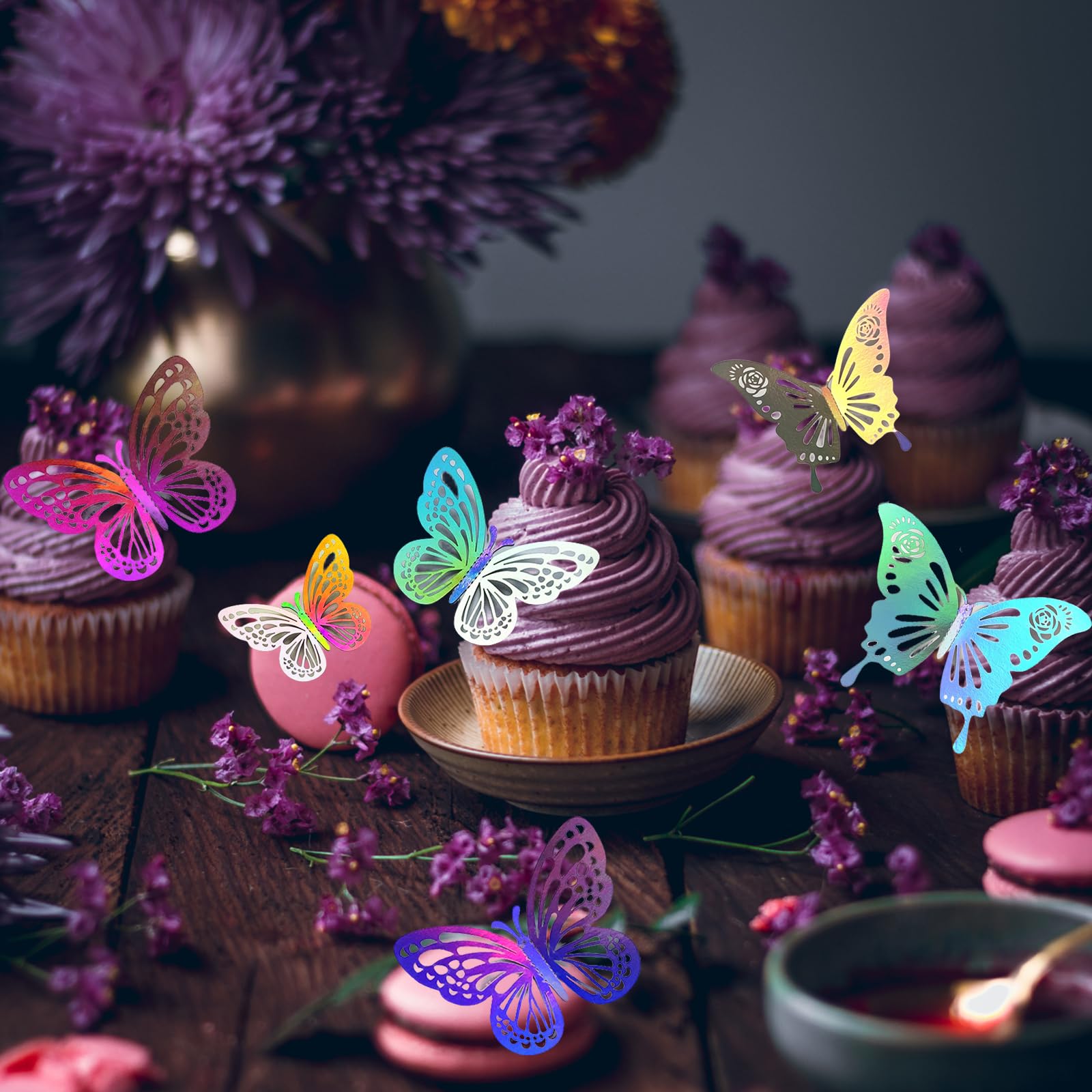 SAOROPEB Decorazione da parete 3D a forma di farfalla, 48 pezzi, 4 stili, 3 misure, adesivi da parete rimovibili per decorazione della stanza, feste di compleanno, decorazioni per torte