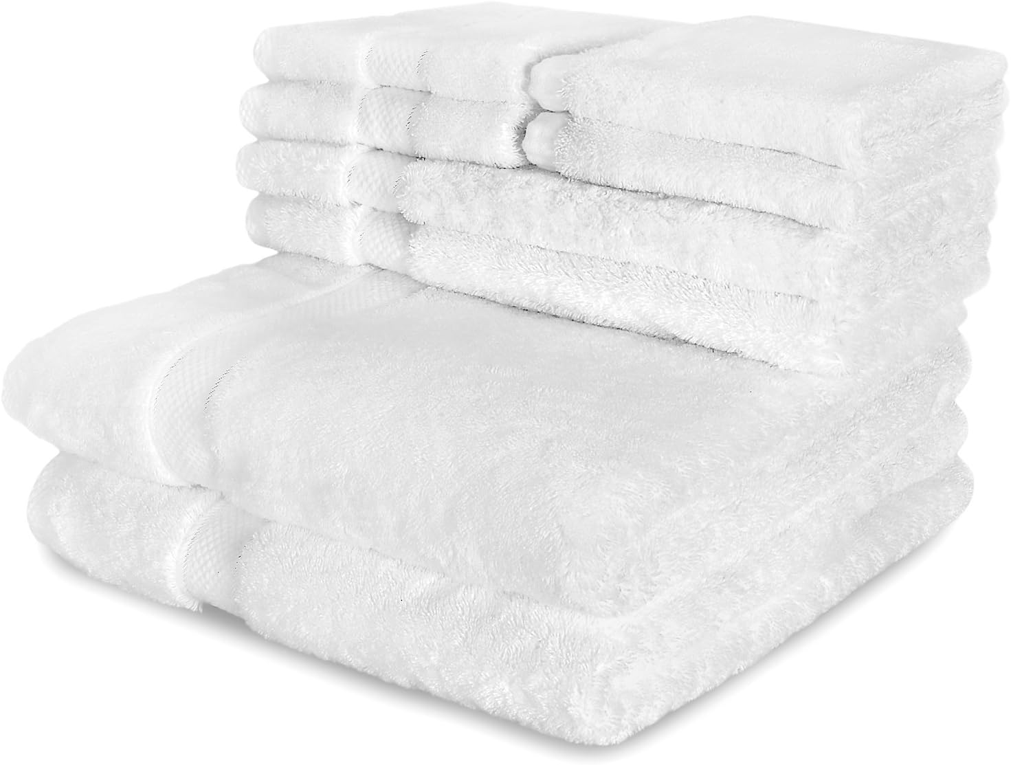 Luxury 6 Piece Towel Set White - 2 Bath Towels, 2 Hand Towels, 2 Washcloths, Plus 2 Bonus washcloths - 100% Organic Natural Egyptian Cotton 650 GSM - Super Soft and Highly Absorbent by Cozy Homery