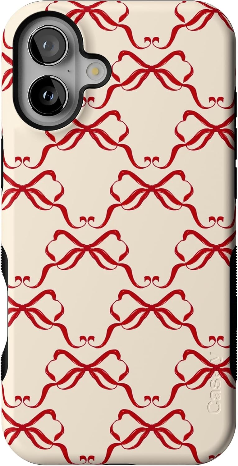 Casely iPhone 16 Plus Case | All Wrapped Up | Vintage Bows Coquette | Ultra-Protective Bold Case Design | Compatible with MagSafe