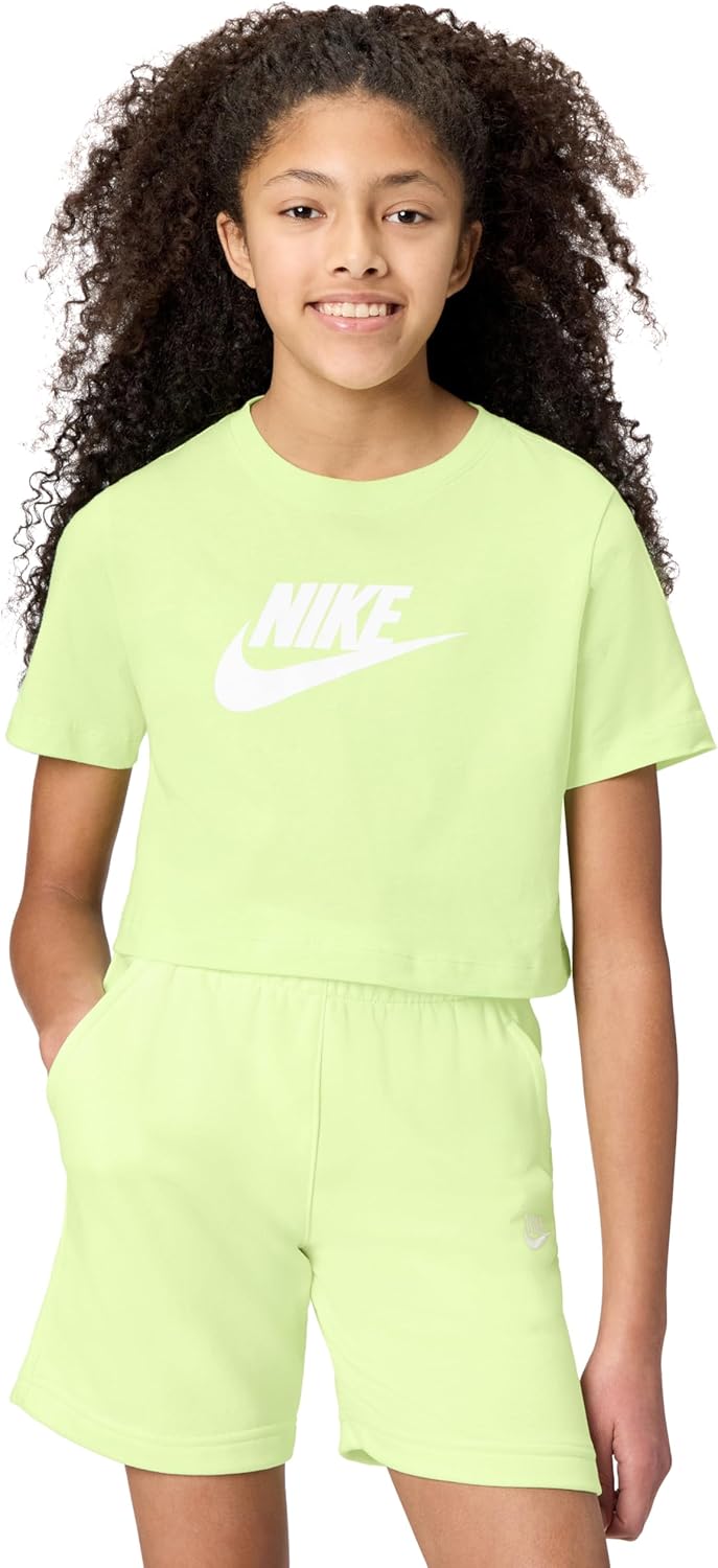 Nike Girls' Sportswear Cropped T-Shirt (Large Swoosh Logo)