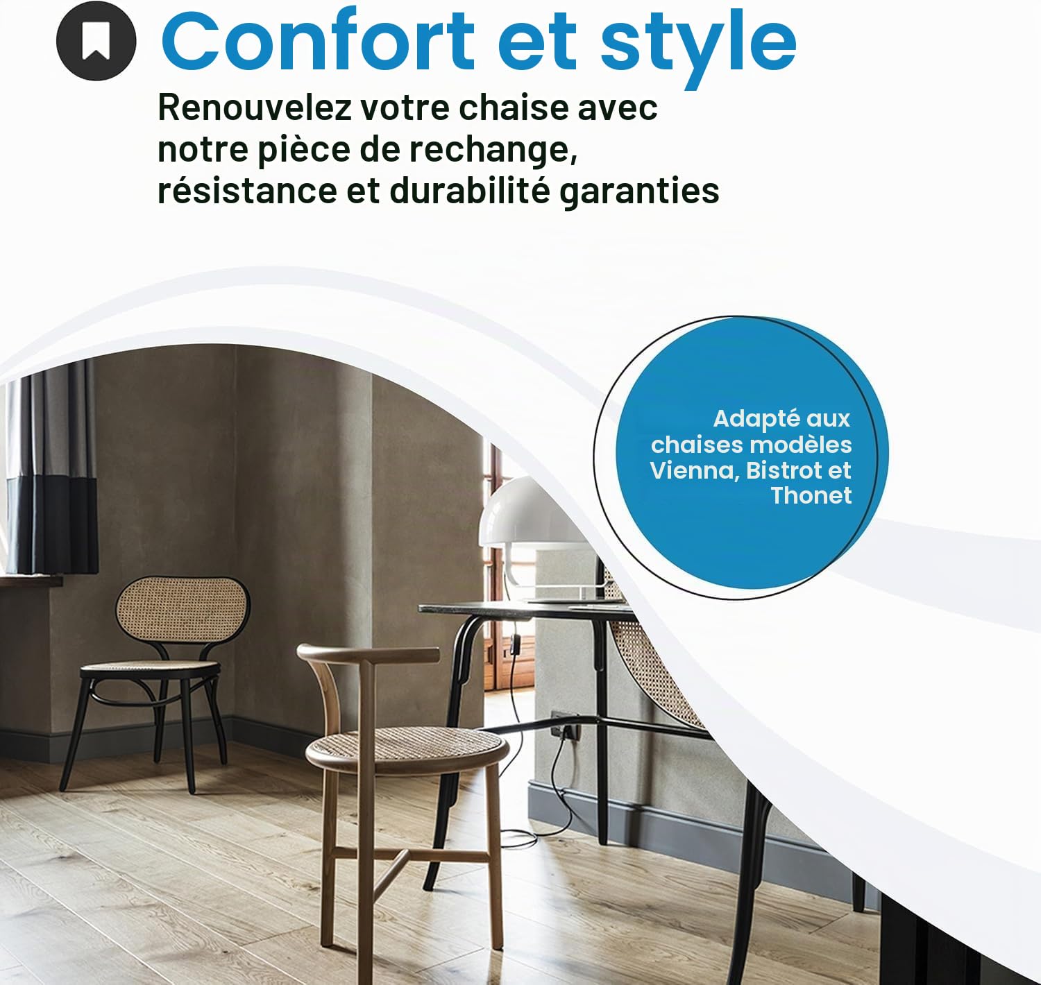 Tomaino - Coussins de chaise ronds, pièces de rechange en paille pour chaises Vienna, Bistrot, Thonet - 10 pièces (blanc)