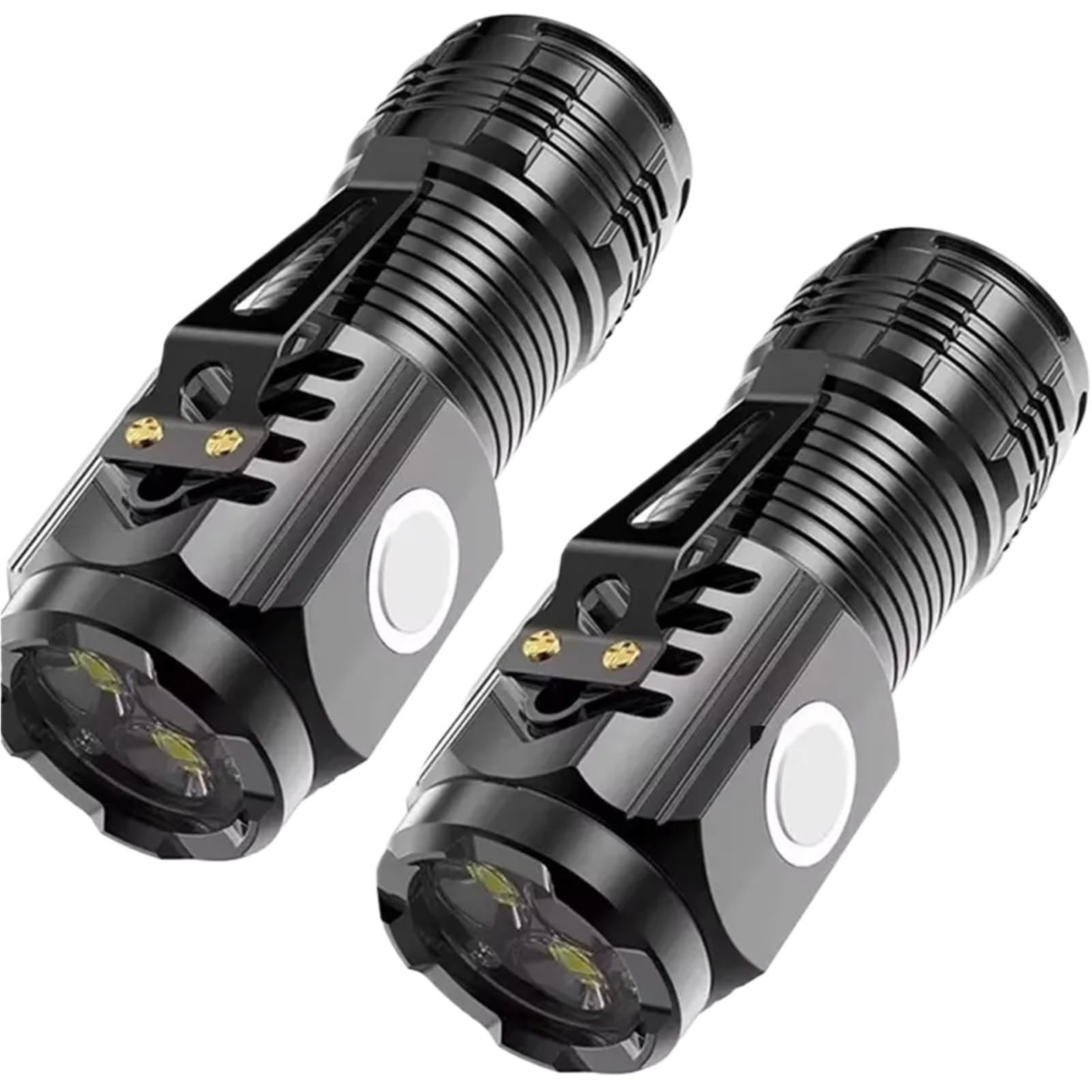 Ngtfdcp Black Rechargeable Torch, Portable Brightness Mini Led Flashlight With Pen Clip，Night Walking, Rechargeable Waterproof Emergency Spotlight Outdoor Torch For Camping,Hiking(2Pcs)