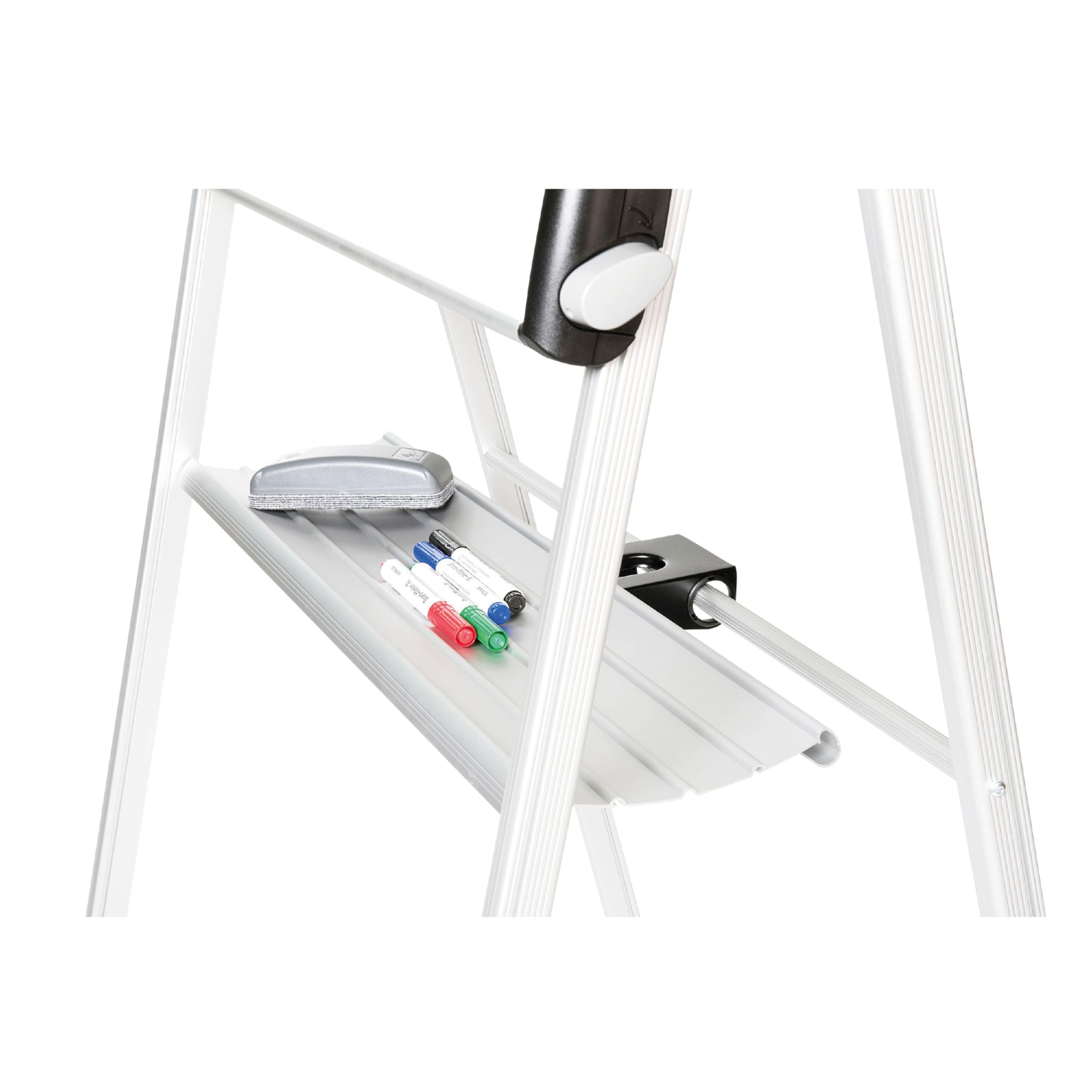 MAUL Flipchart mobil silber MAULpro stufenlos verstellbar auf Rollen | stabiler Alurahmen, flexible Arbeitshöhe, magnethaftende Schreibfläche, trocken abwischbar, breite Ablageschale