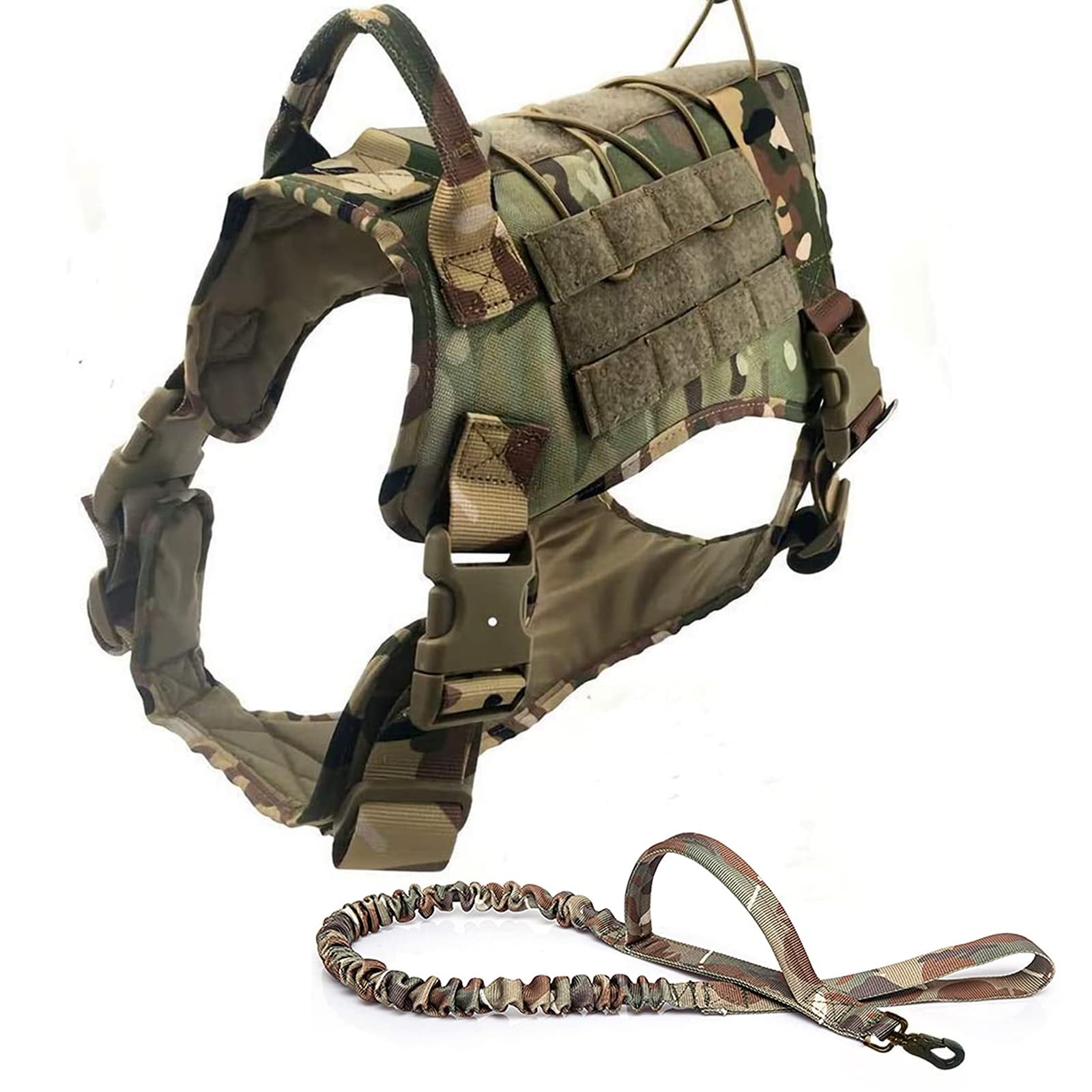 Pettorina Cane Tattica Con Guinzaglio,Pettorina Militare Tattico Per Cani Da Lavoro in Nylon, Gilet Tattico Per Cani Con Maniglie E Molle, Per Addestramento Di Cani Di Taglia Media,Cp,M