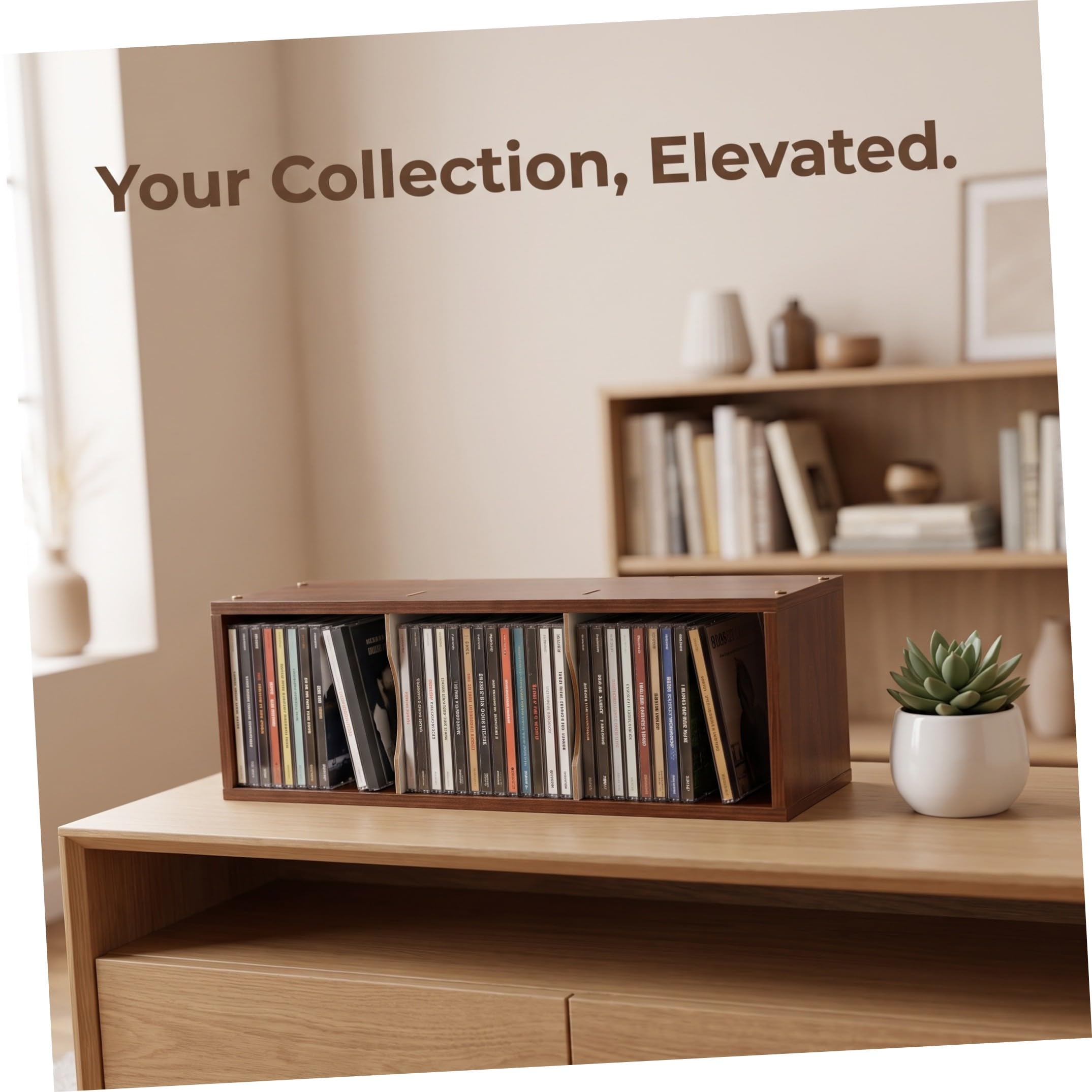 Porta CD e Dvd Finitura Opaca in Legno Grande Capacità, Design a Scomparti Regolabili Adatto per Organizzatore di Album e Custodia Multimediale da Terra