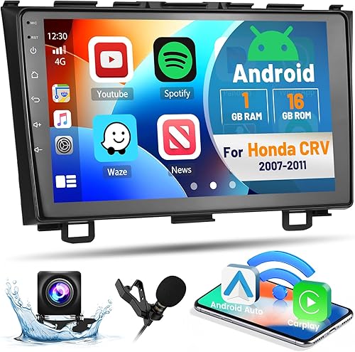 Honda CRV 2007-2011 Radio, Android 11 estéreo de coche con Apple Carplay inalámbrico Android Auto, receptor de audio de coche con HiFi Bluetooth