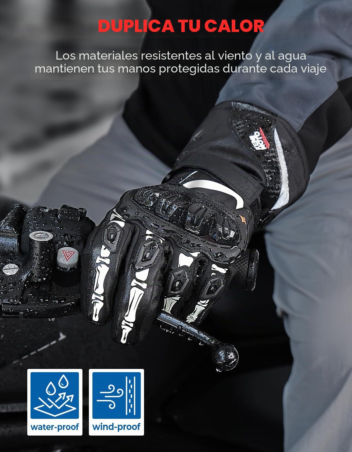 KEMIMOTO Guantes Moto Invierno Impermeables, Cálidos y Pantalla Táctil