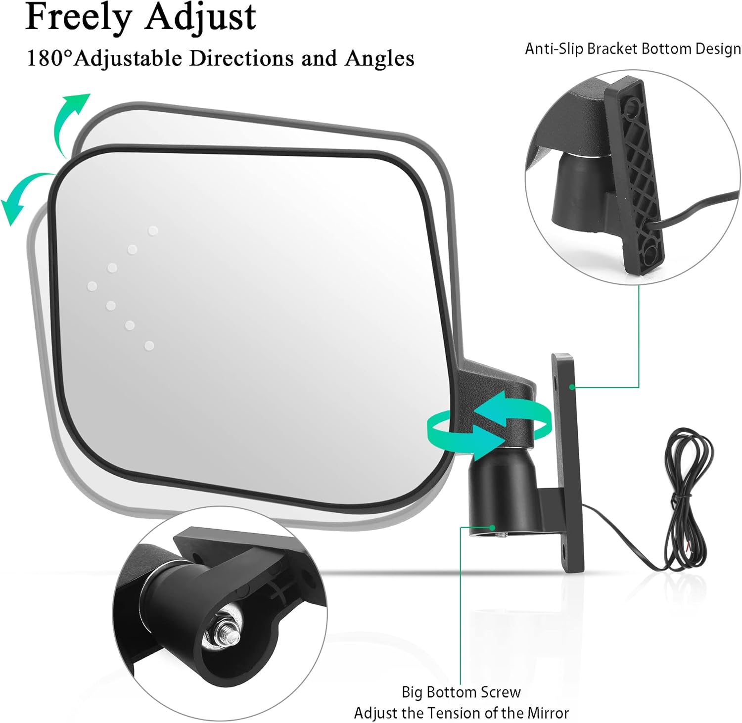 Golf Cart Side Mirrors with Turn Signal Light，Rear View Mirror for Club Car EZGO Yamaha Gas & Electric,Golf cart must be drilled and have turn signal headlights