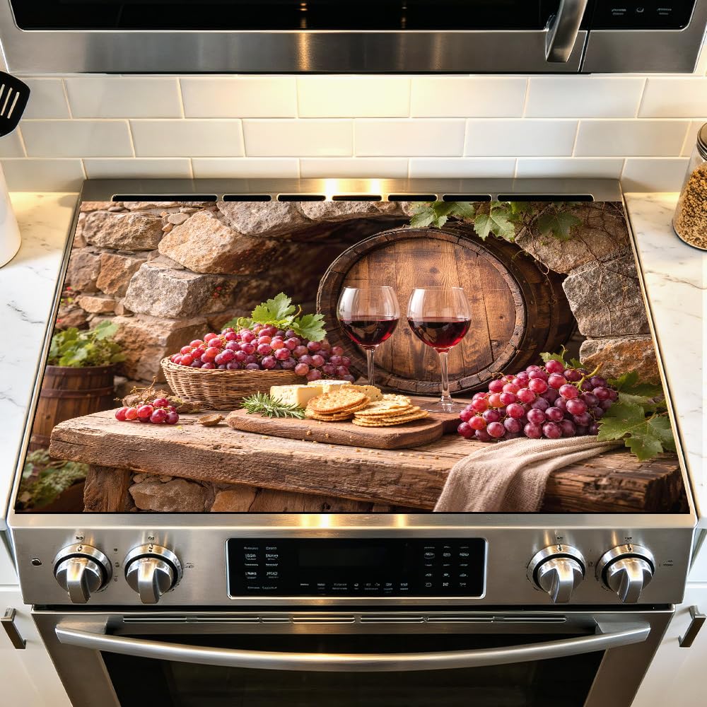 Wine Barrel Stove Top Cover for Electric Stove, 28.4 x 20.5 in