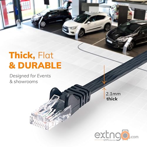 Miniatura 10 de Extensor de cable de red retráctil, 33 pies - Cable Ethernet CAT 6 plano portátil de 1 Gbps velocidad de datos de configuración rápida redes de