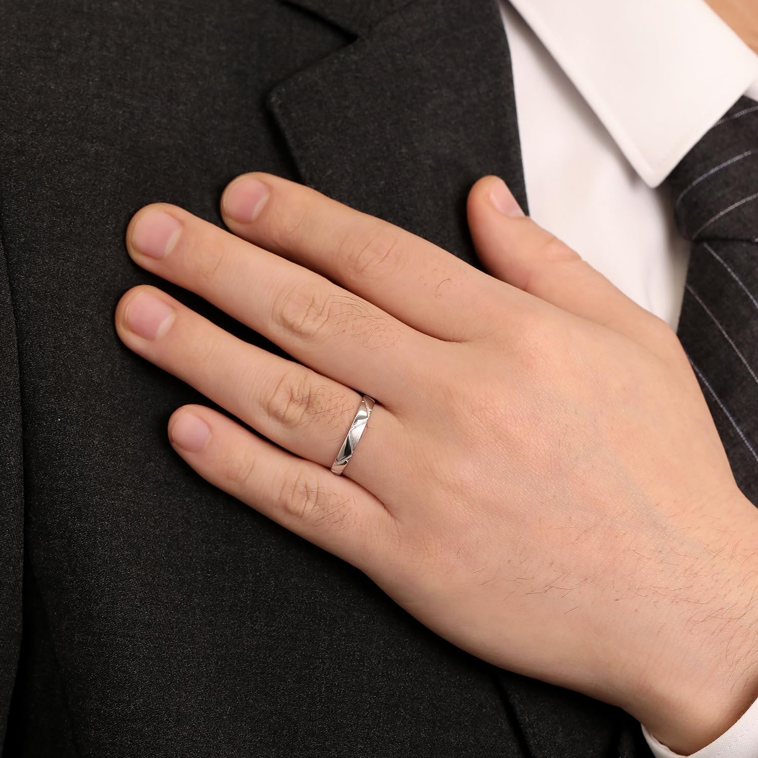 Meissa Anillo de Compromiso Boda para Pareja Novios Alianzas de Plata Pareja de ley 925 Adjustable Diseño de Montañas Regalo de San Valentín Aniversario (Juego de dos anillos)