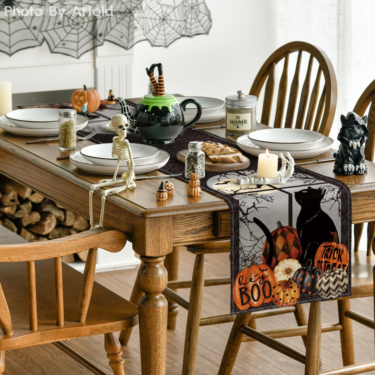 Artoid Mode Herbst Tischläufer Mit Katzen-Motiv - 40x140 Cm Saisonale Tischdeko