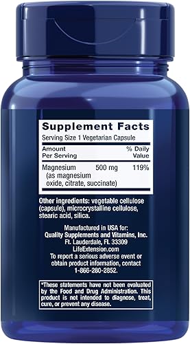 Miniatura 6 de Life Extension Fórmula ultra próstata y cápsulas de magnesio, 500 mg, óxido de magnesio, citrato, succinato, salud cardíaca, huesos sanos, apoyo al