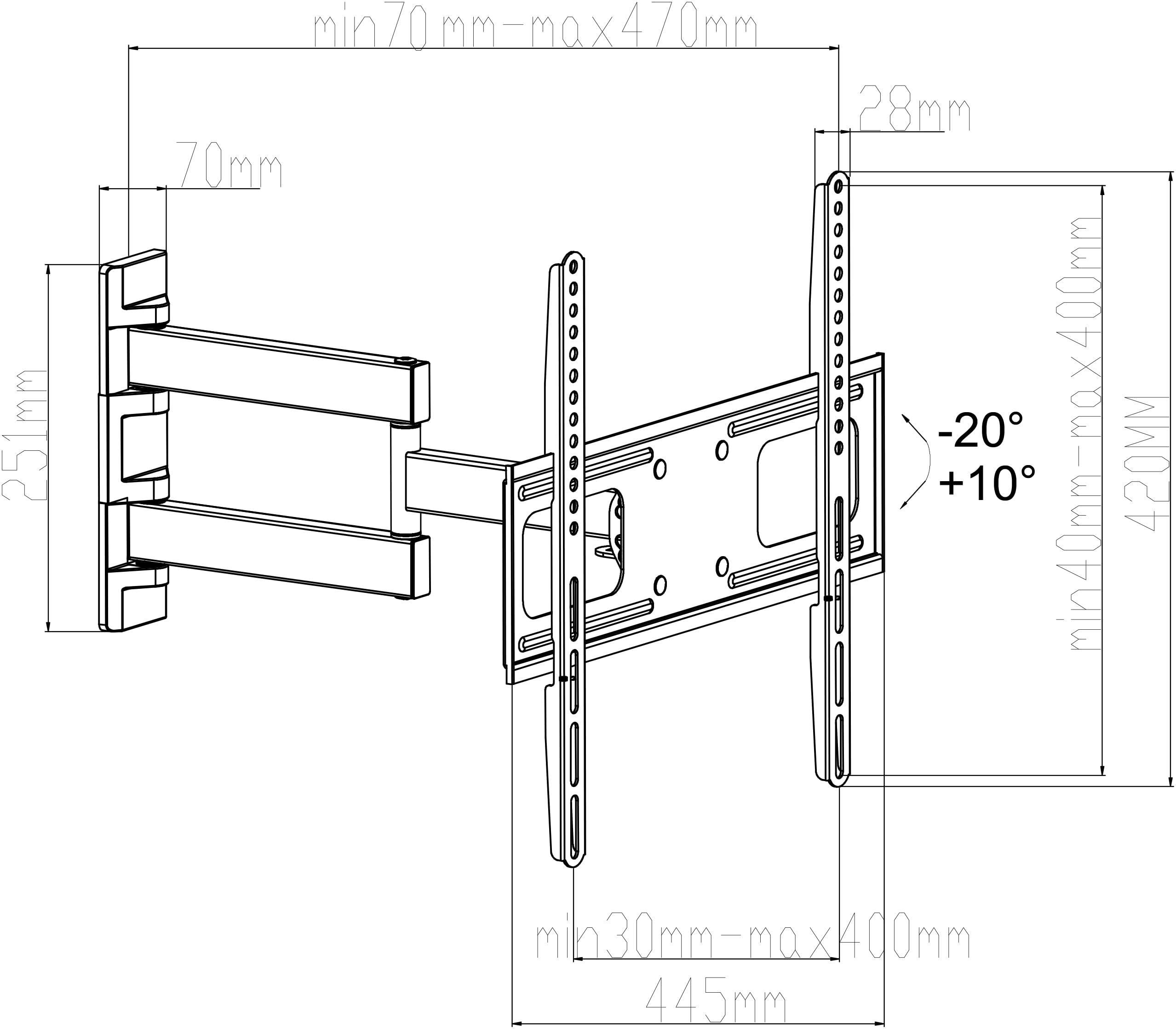 My Wall H26-1WL - Supporto da parete per TV My Wall da 81,3 cm (32) - 139,7 cm (55) inclinabile + girevole, girevole