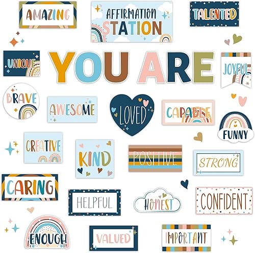 Miniatura 10 de Groovy Affirmation Station - Juego de tablones de anuncios para decoración de aula, estilo bohemio, retro, hippie, motivacionales, Groovy You Are