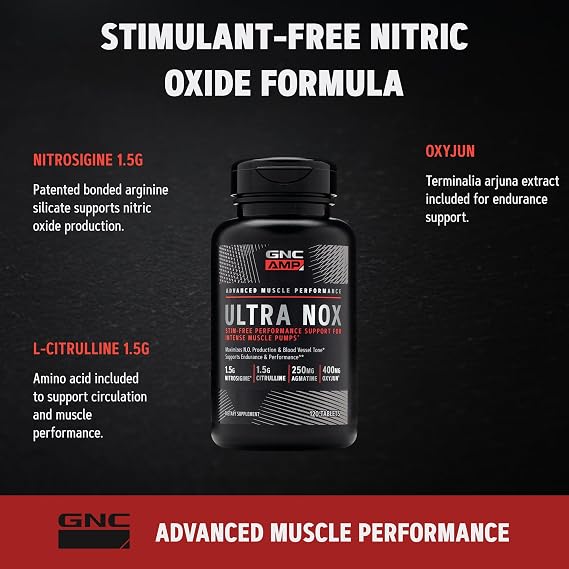 GNC AMP Ultra Nox, Supports Endurance & Performance, Stim-Free, 120 Count