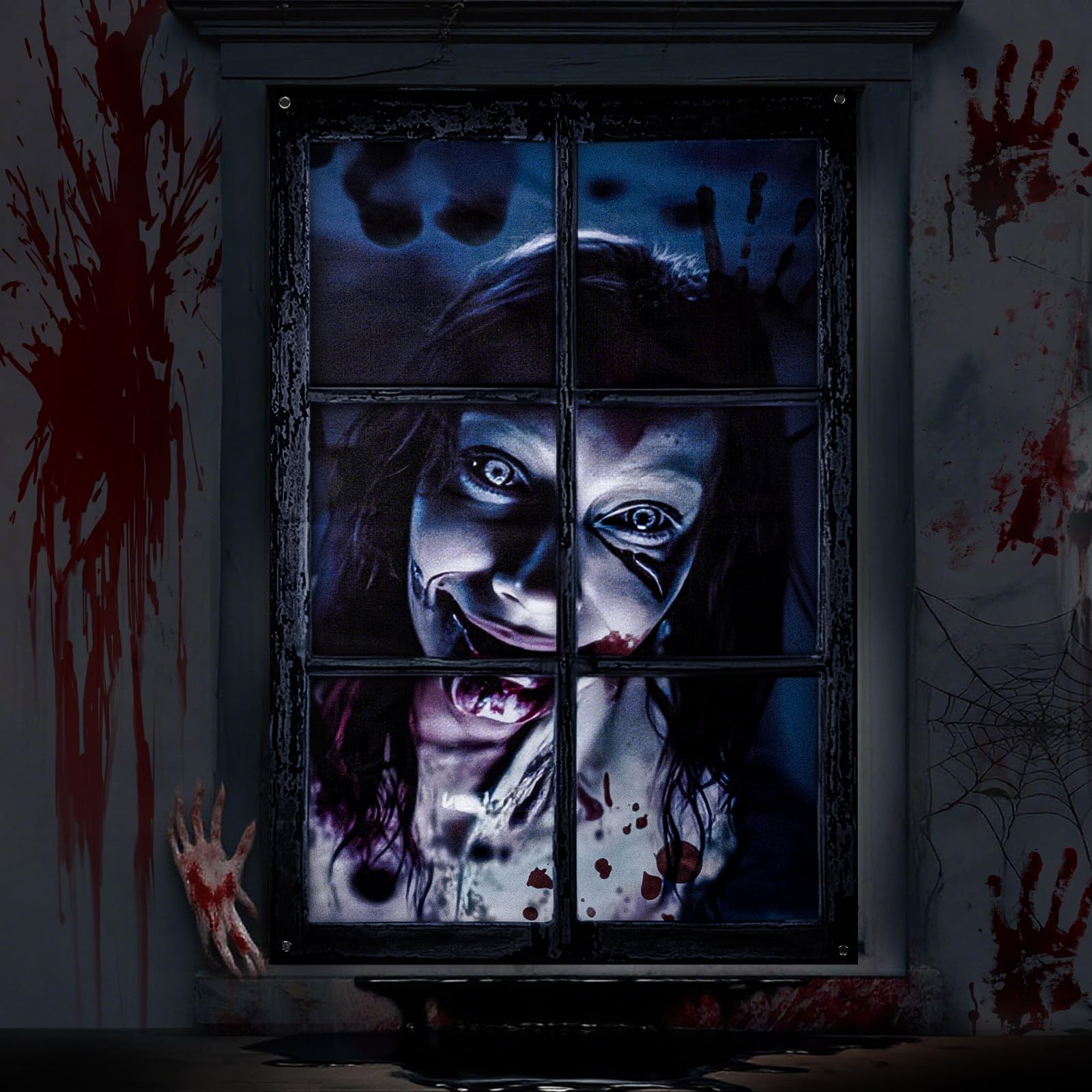 2 Stück Halloween Fensterdekoration 120x80cm - Gruselige Geister Deko