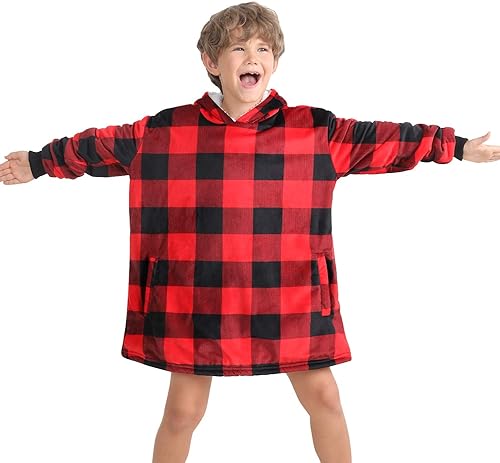 Vista 17 de LetsFunny Manta con Capucha, Sudadera Manta de Forro Polar Sherpa de Gran Tamaño Usable, Súper Suave, Cálida y Acogedora con Bolsillo Gigante