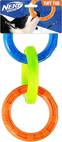 Nerf Remolcador TPR de 3 anillos para perros de 11.5 pulgadas, azul, verde y naranja