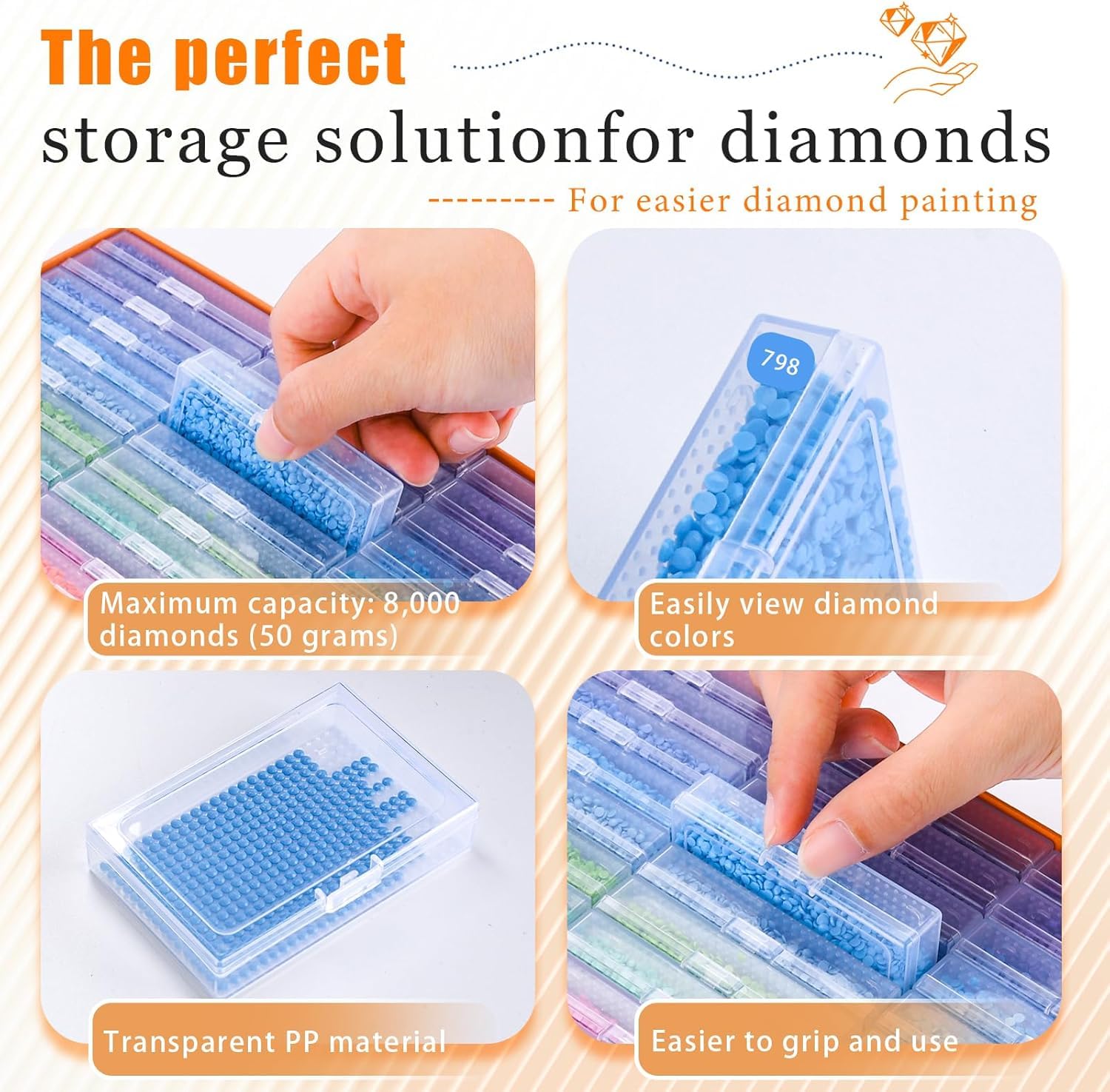 45 Slots Diamond Painting Accessori,Diamond Painting Kit Completo,Kit Diamond Painting per Conservare Accessori di Pittura con Diamanti