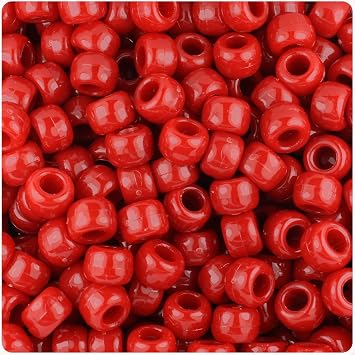 BeadTin Red Opaque 9mm Barrel Pony Beads 500pcs