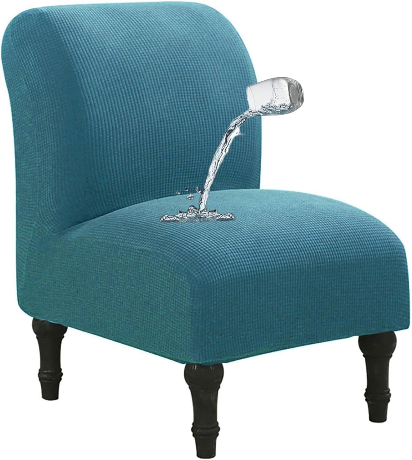 The Armless Chair Cover is Made of Knitted Fabric with A Waterproof Coating(Blue,2pcs)