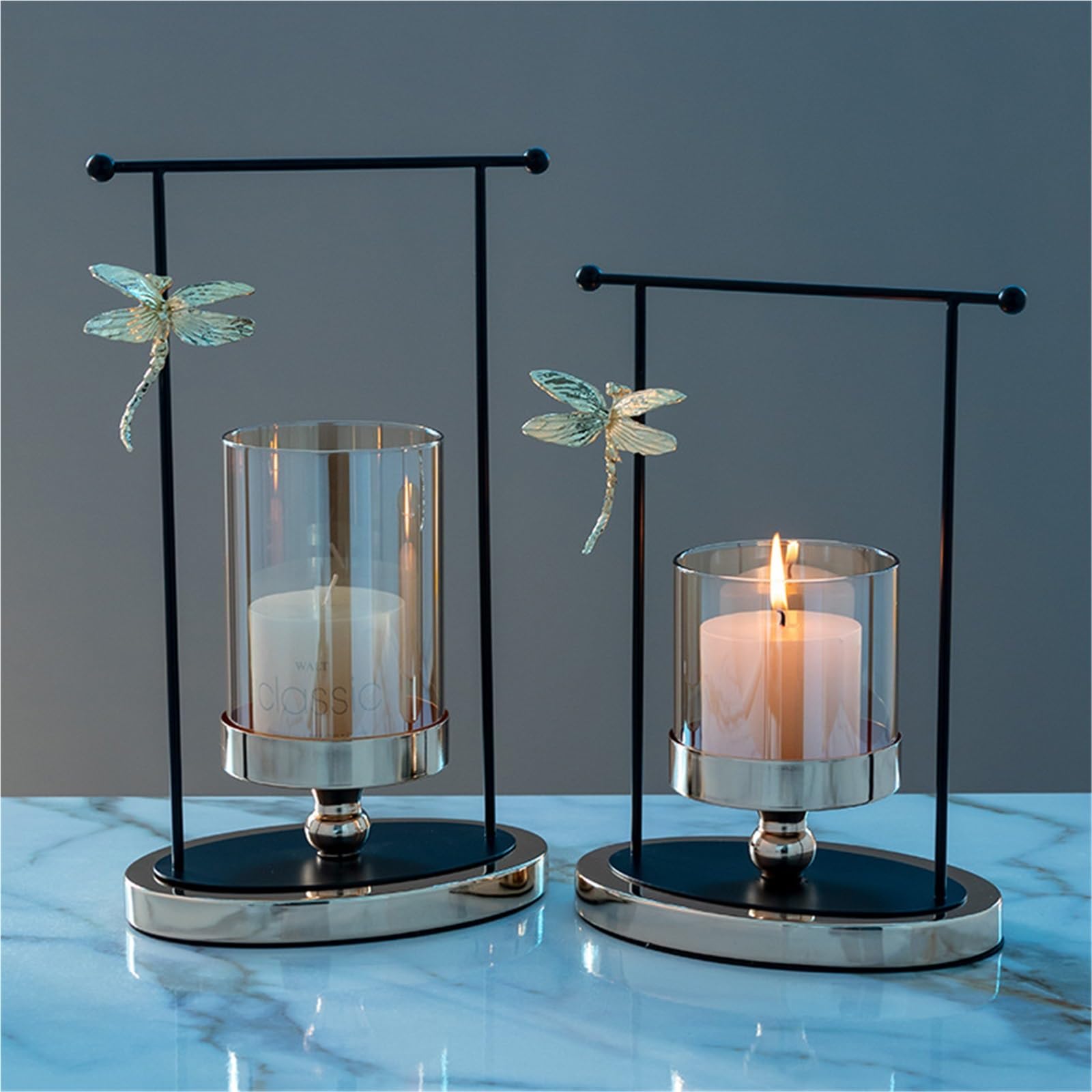 Candelabro de Escritorio Antiguo Estilo Retro Europeo, candelabro Alto de Hierro, Bandeja Decorativa, Porta Joyas for decoración de Bodas, restaurantes,(34cm)