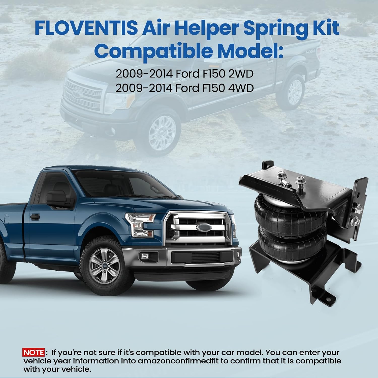 2PCS Air Spring Bags Suspension Kit for 2009-2014 Ford F150 2WD and 4WD Pickups Rear Helper Bag Spring Towing 5000 lbs (7X2525)