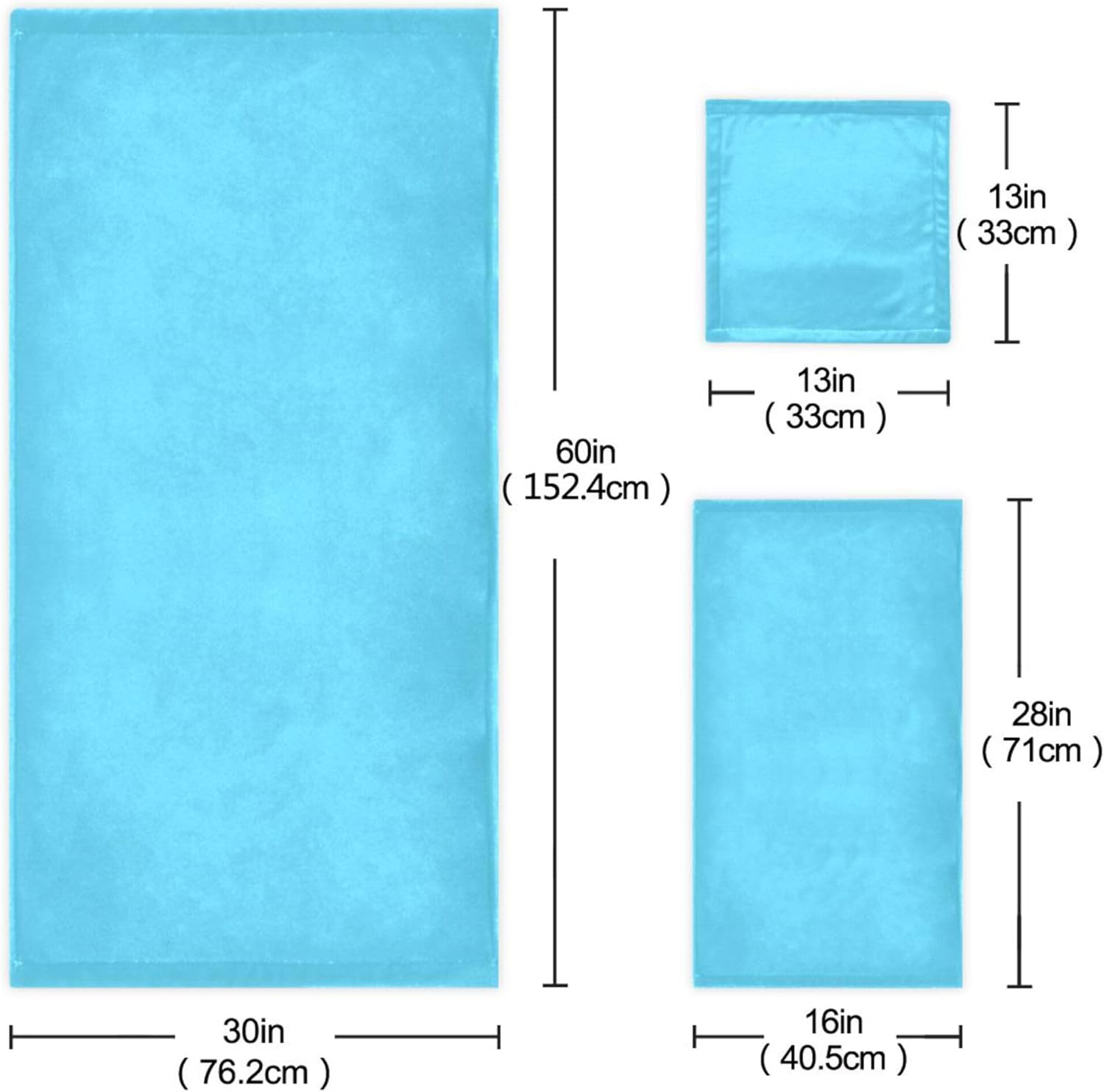 Sky Blue Towels Set 3-Piece Set of 3 Towels, 1 Bath Towel+1 Hand Towel+1 Washcloth, Multipurpose for Bathroom Hotel Gym Spa and Beach