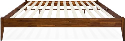 Miniatura 177 de Bme Dinkee - Base de cama de tamaño matrimonial sin cabecera, 15 pulgadas, minimalista y moderna, madera de acacia, 12 listones de madera para