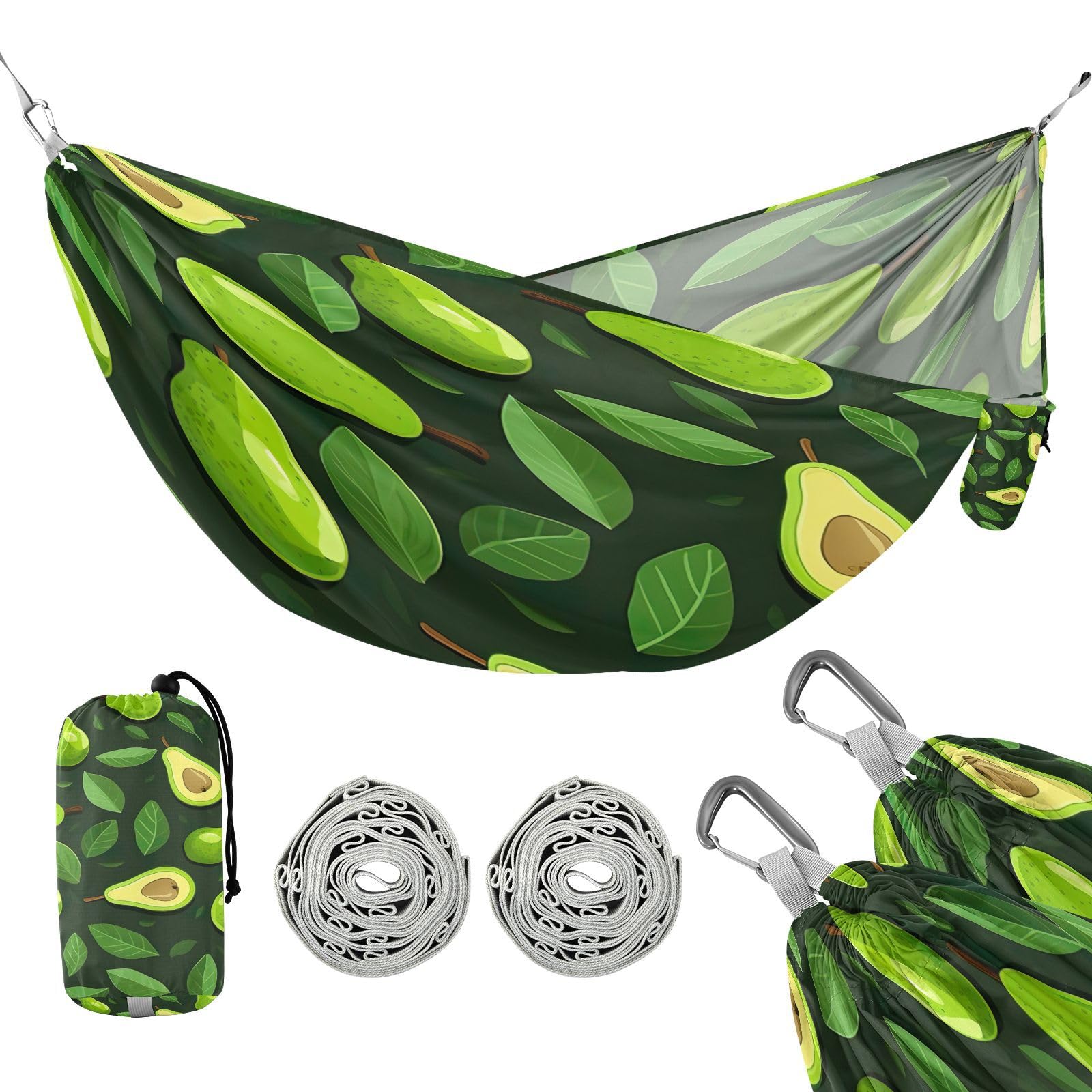 ATTX Small Avocado Slices Camping Hammock - Lightweight & Portable Hammocks, Heavy Duty 330lbs Capacity for Indoor, Hiking, Backpacking, Travel, Backyard, Beach#381