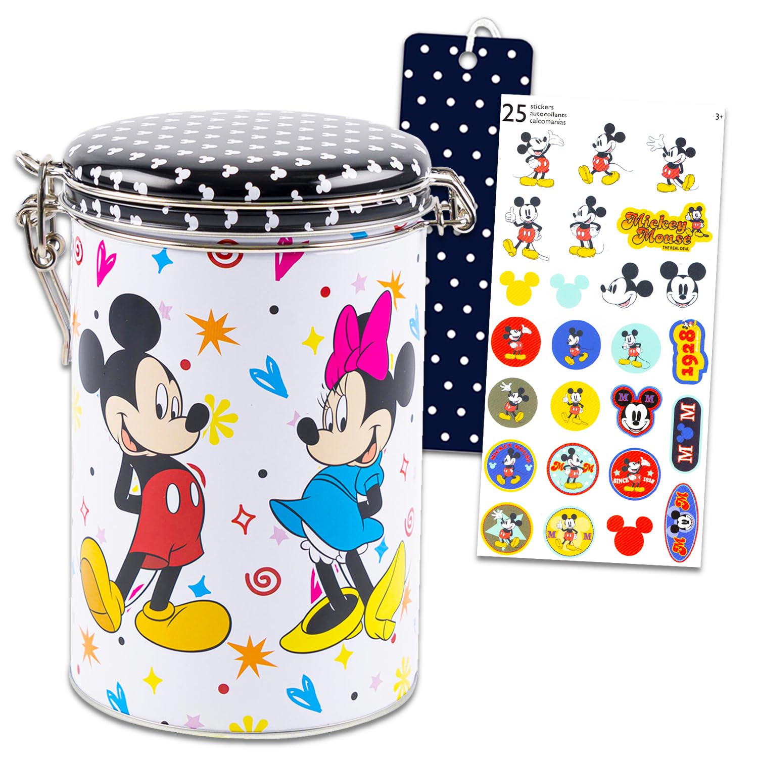 Mickey Mouse Cookie Jar for Kitchen Counter - Bundle with Mickey and Minnie Jar with Lid for Snacks Cookies Food Storage Plus More | Mickey Mouse Kitchen Accessories