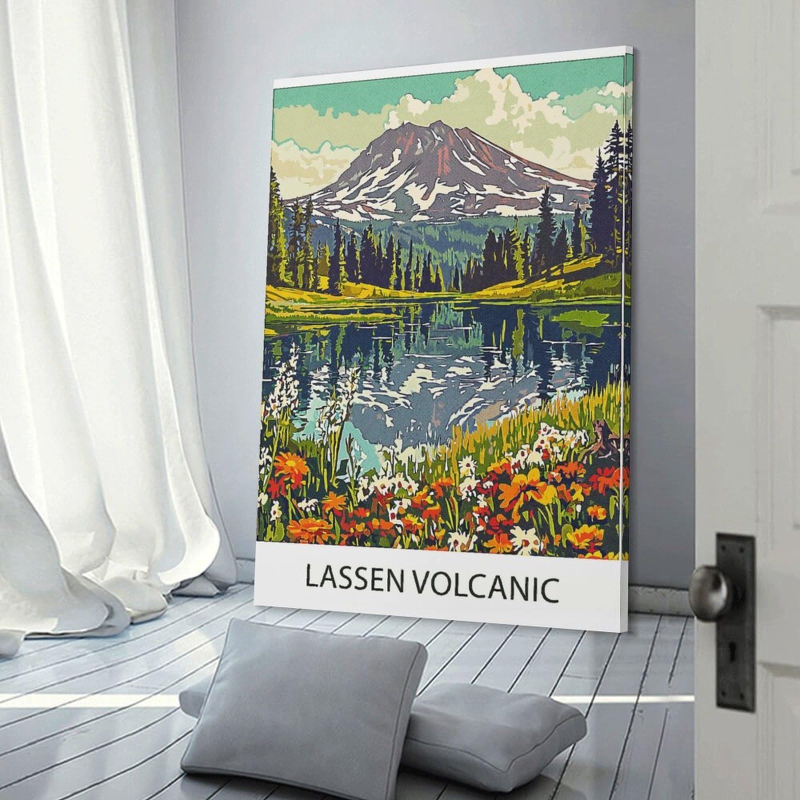 Junmoney Canvas Wall Picture Lassen Volcanic National Park, 08x12inch(20x30cm), for Study, Office Or Focused Interiors, Wall Art That Adds Style to Work Areas