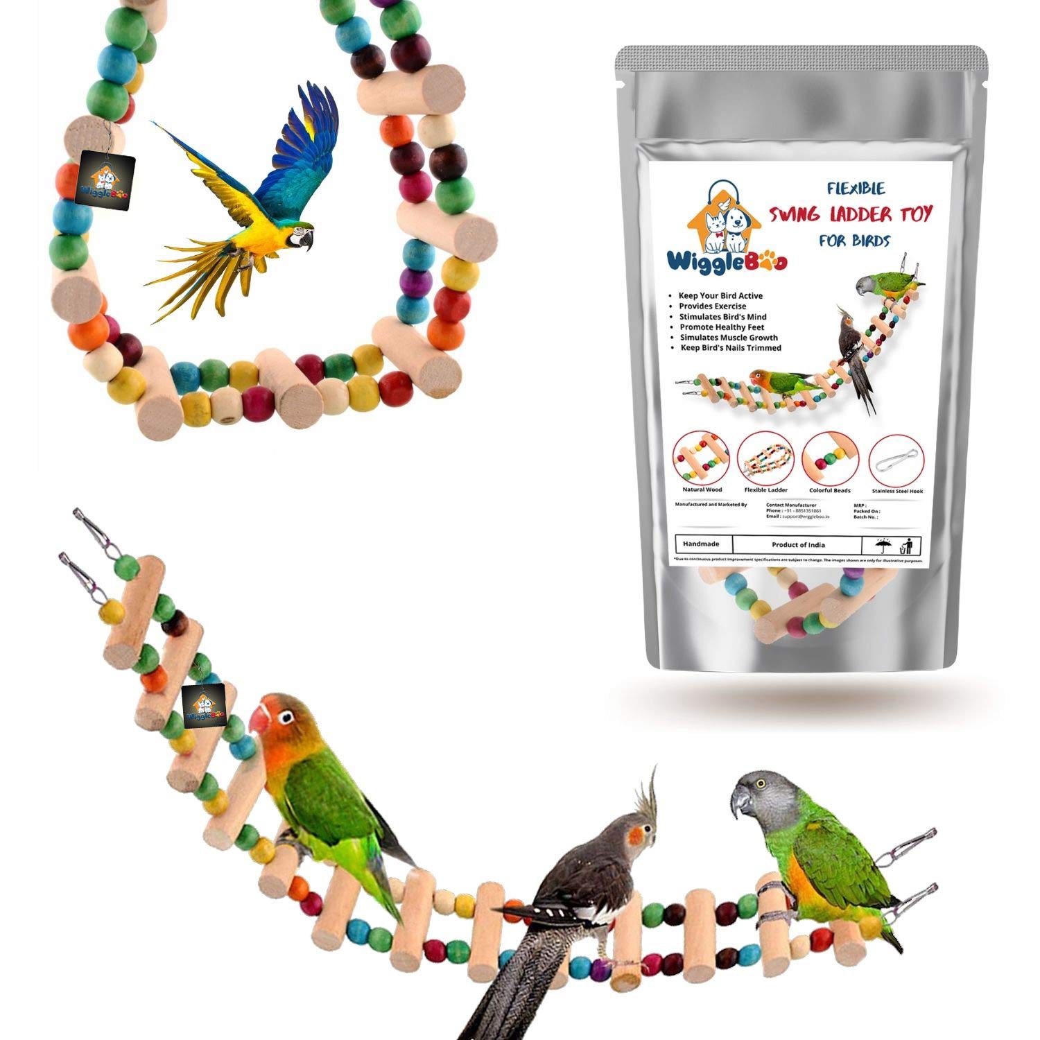 See full amazon price history chart for WiggleBoo Bird Ladder Toy | Flexible Hanging Cage Toy | Suitable for Small & Medium Birds | for Swinging, Rocking, Chewing & Hopping | 48cm WiggleBoo Bird Ladder Toy | Flexible Hanging Cage Toy | Suitable for Small & Medium Birds | for Swinging, Rocking, Chewing & Hopping | 48cm (B09187ZJF6) Amazon Price History, Amazon Price Tracker