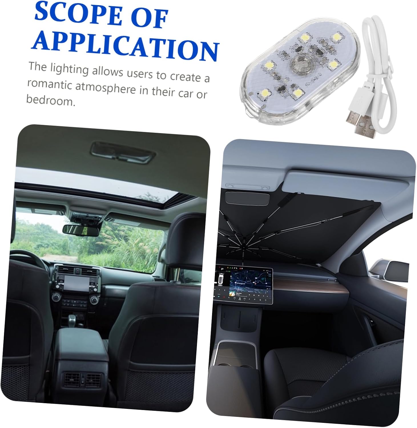 PRETYZOOM Car Interior Touch Light USB Rechargeable Atmosphere Lamp LED Portable Touch Sensor Reading Light for Ambient Lighting in Cars image 4