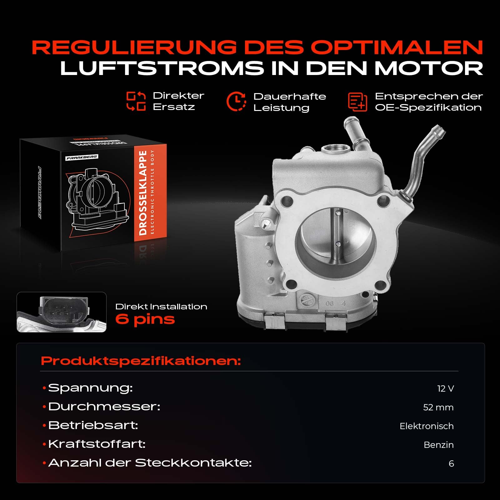 Frankberg Drosselklappenstutzen für Elantra MD UD i30 G-D Veloster FS 1.6L Benzin 2011-2017 0280750630