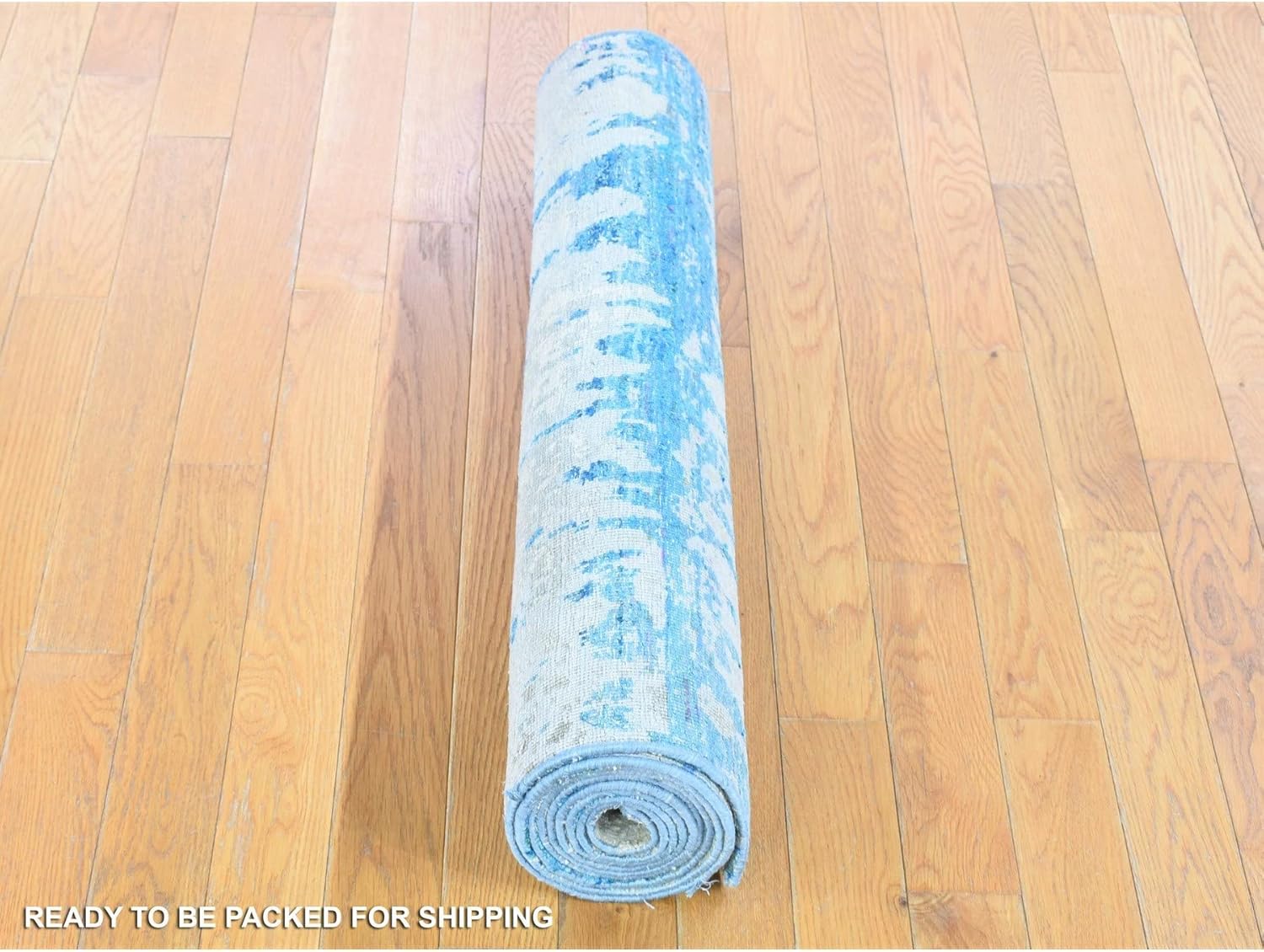 Ivory The Cardiac Design Sari Silk with Textured Wool Hand Knotted Wide Runner Oriental Rug (3'x10'1")