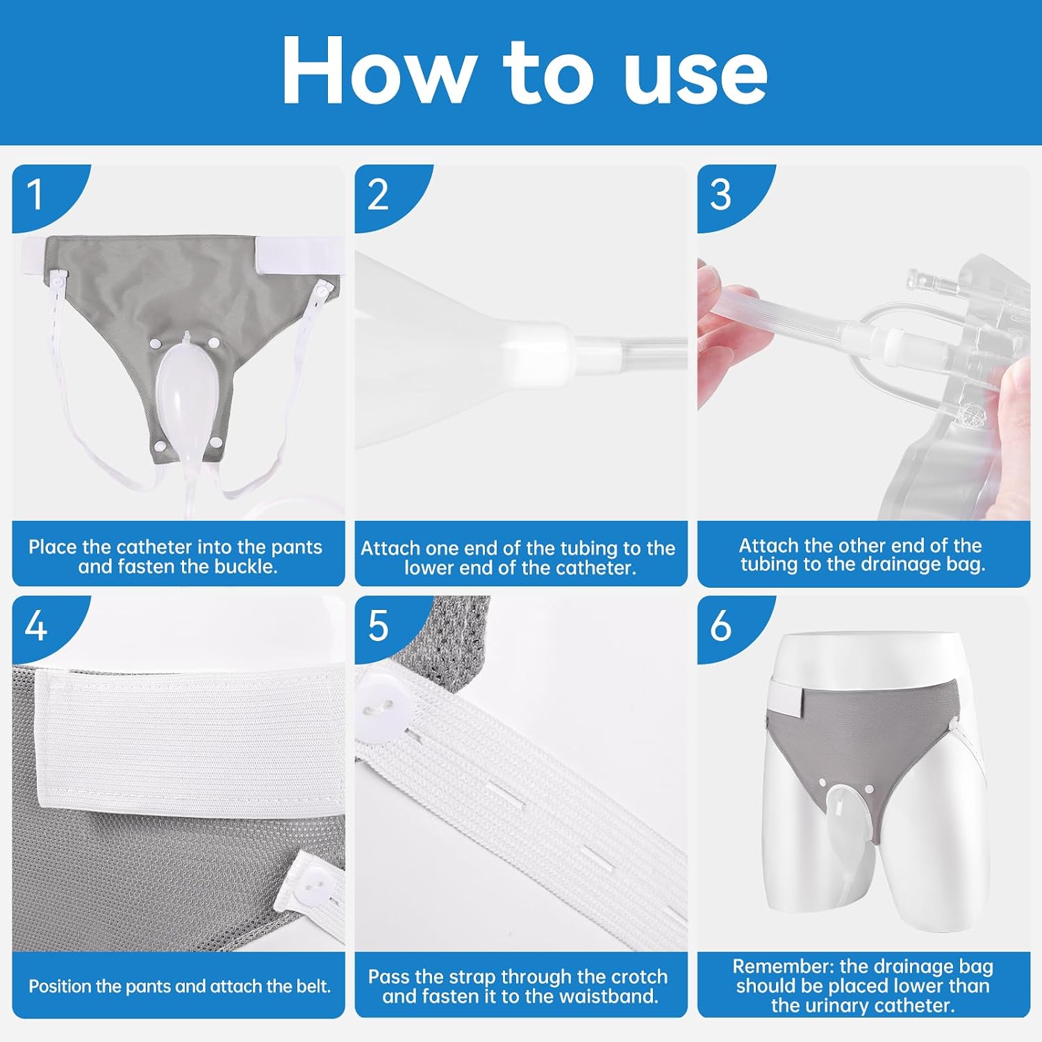 Wearable Urinary Drainage Bag for Men(2000 ML*1+1000 ML*2)