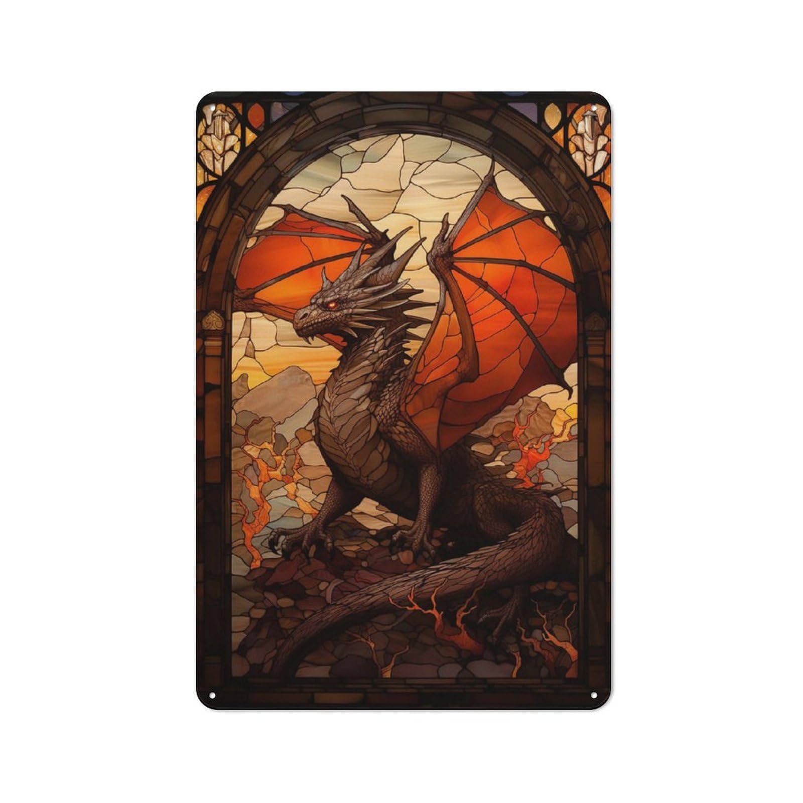 Dragon in A Glass Rustic Metal Wall Decor 30x20cm, Decorative Tin Plaque for Pub, Home Bar, Shed Or Man Cave