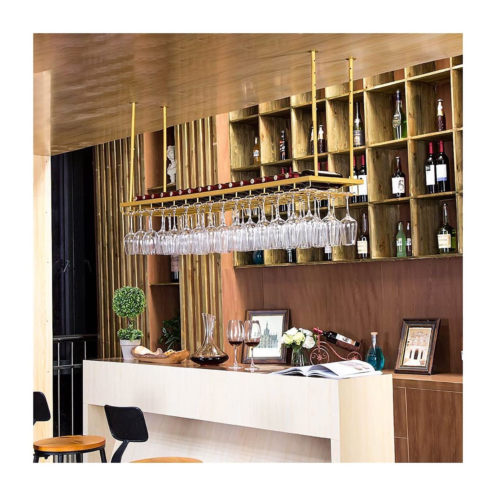 Étagère de plafond porte-bouteille de vin en métal style loft