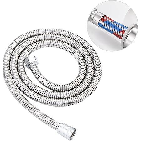 LIBOBI シャワーホース ステンレス しなやか 交換用 風呂 ホース 柔軟 シルバー 防爆漏れ防止 耐久性シャワーヘッドホース 軽量 取付簡単 360°回転 ねじれない ステンレス製 高水圧 ねじれ防止機能付き G1/2 (1.5m)