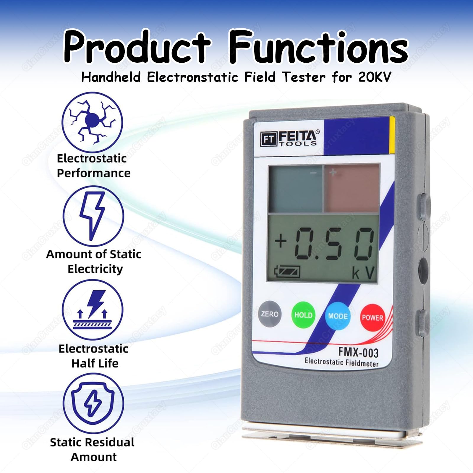 Digitales elektrostatisches Feldmessgerät, tragbarer ESD-Tester mit LCD-Display, Echtzeitüberwachung für Gummi-, Textil- und Faserindustrie