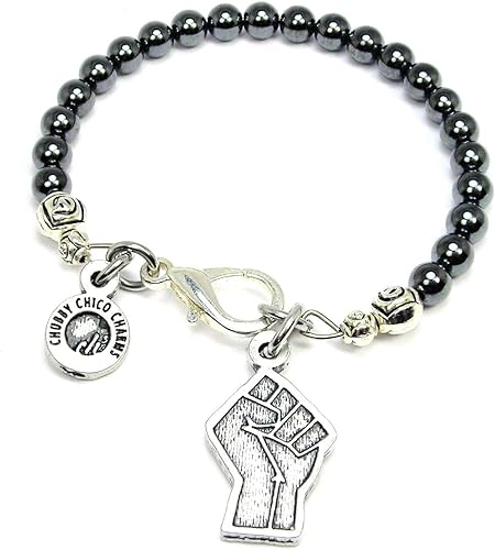 ChubbyChicoCharms Black Lives Matter - Pulsera de hematita natural con cuentas a mano, Metal, no conocido