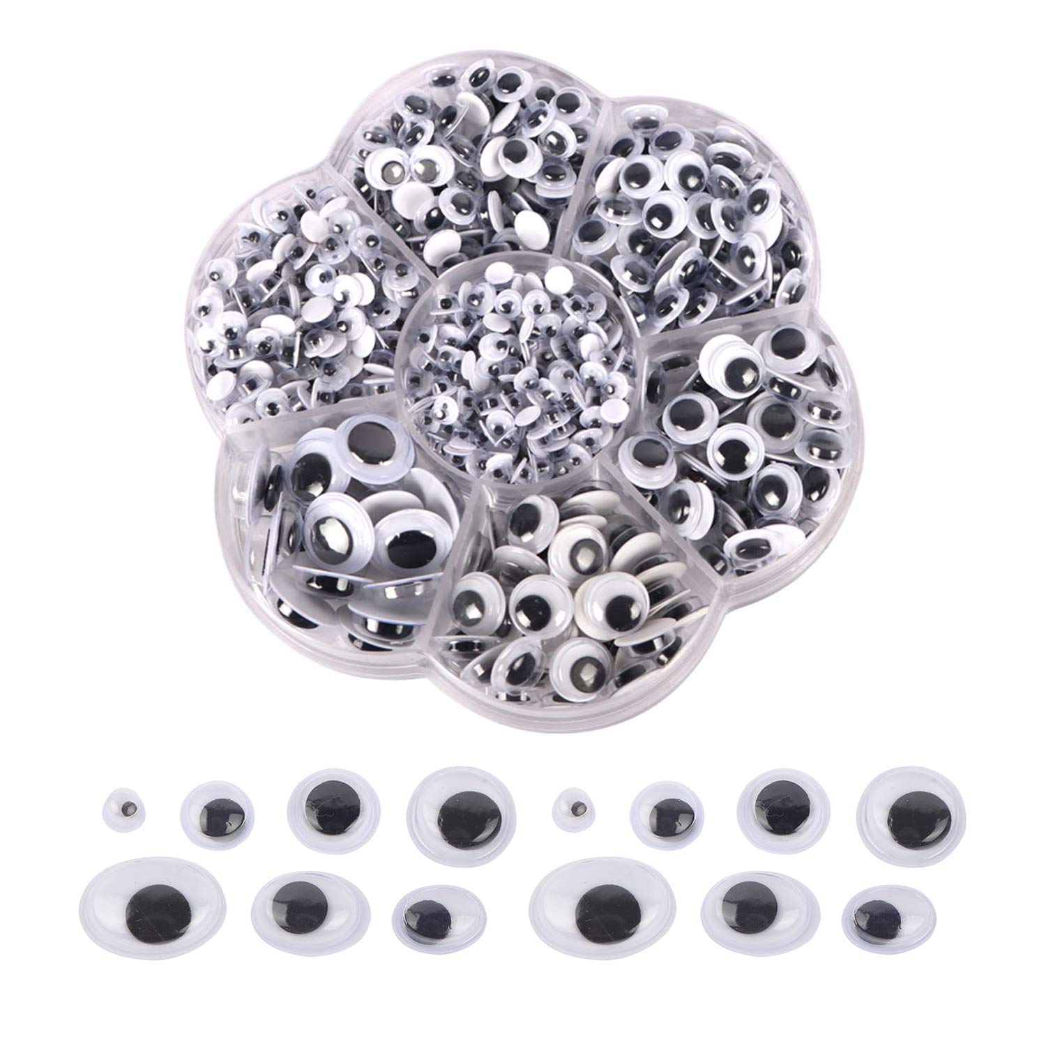 500 Pieces Wiggle Eyes Self Adhesive Googly Eyes Round Plastic Craft Eyes,for DIY Craft Scrapbooking, Festival Craft Doll Making Toys Eyes